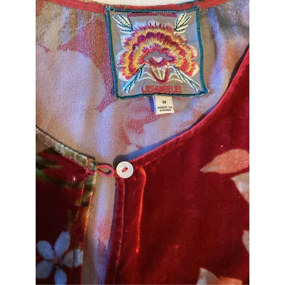 Johnny Was Burgundy Floral Midi Dress - Picture 14 of 14